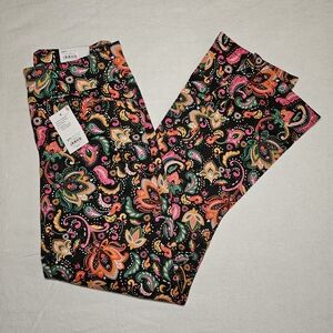 Croft & Barrow Black Multicolor Paisley Pants